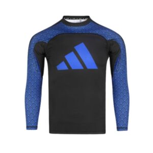 Franela Adidas compresión manga larga azul y negro con logo Adidas azul – Teams por Combat, distribuidores oficiales de Adidas Combat Sport en Venezuela