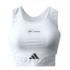 Protector de cuerpo femenino aprobado por la WKF, anatómico y ligero. Brinda seguridad y movilidad sin comprometer la comodidad
