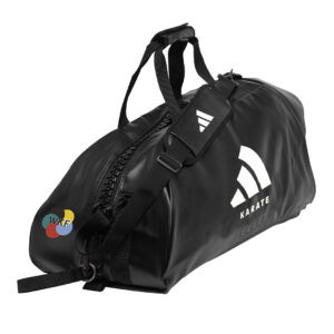 Bolso deportivo WKF 2 en 1 Adidas Original negro para sport combat, karate y entrenamientos profesionales