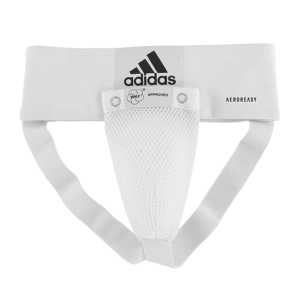 Protector inguinal WKF con copa rígida de polipropileno y acolchado EVA. Máxima seguridad y comodidad en competencias y entrenamientos