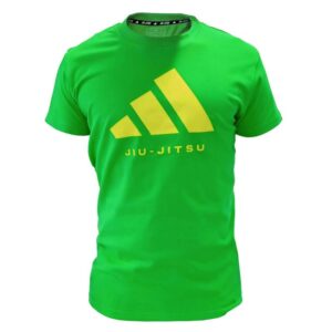 Camiseta verde Jiu Jitsu Adidas con logo amarillo para sport combat